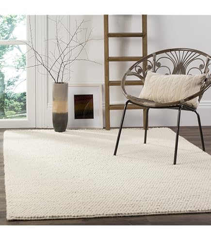 Wool Cotton Hand Woven Chunky Knit Popcorn Rug - Ivory