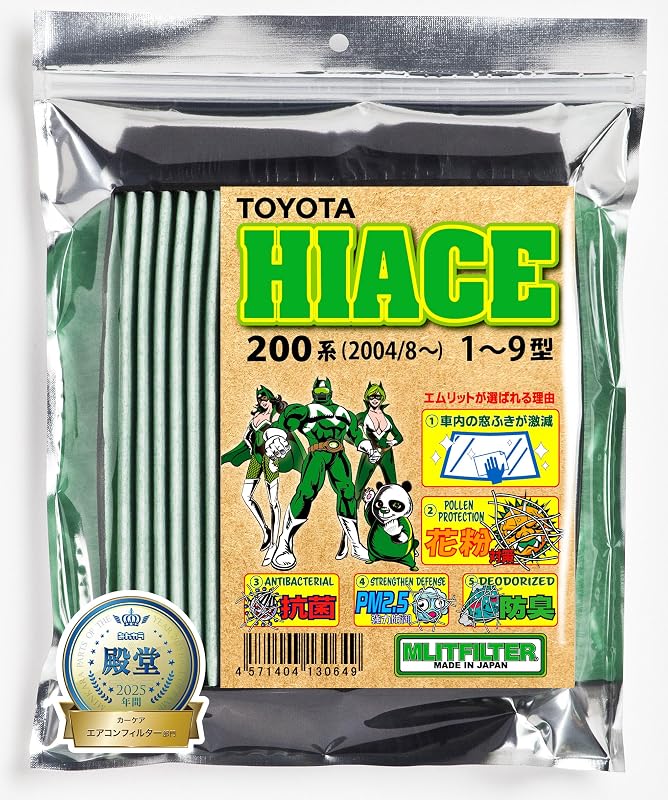 エムリットフィルター (MLIT) トヨタ ハイエース(200系) 「ガラスが汚れにくい」 エアコンフィルター 花粉対策 抗菌 抗カビ 防臭 エムリットフィルター D-010_HIACE