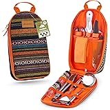Camp Kitchen Utensil Organizer Travel Set - Portable 8 Piece BBQ Camping Cookware Utensils Travel Kit with Water Resistant Ca
