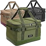 BZGLAM アウトドア 大容量 折りたたみ キャンプバッグ 【耐荷重30kg】 ツールボックス 手提げ 焚き火台 薪ストーブ キャンプ道具収納に最適 (カーキ, キャンプバッグ)