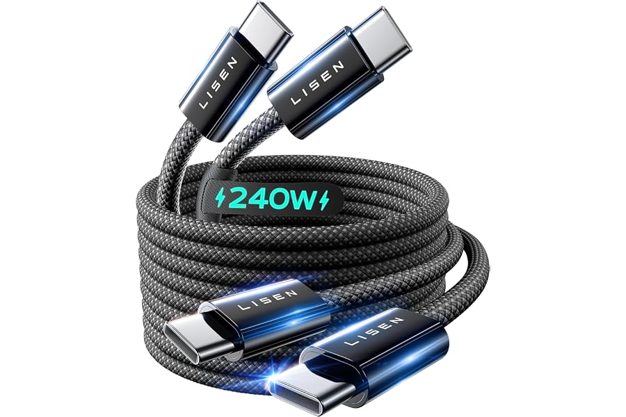 LISEN 2 Pack 240W USB C to USB C Cable 2M PD Fast Charging Type C Charger | USB2.0 480Mbps USBC to USBC Cable for iPhone 17 1