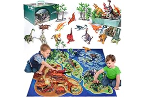 恐竜 おもちゃ フィギュア 恐竜 玩具 ティラノサウルス トリケラトプス マップ 日本語説明書 収納ボックス付き 子供 おもちゃ 3 4 5 6歳 男の子 女の子 誕生日プレゼント クリスマス ギフト