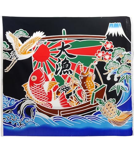 Amazon | NASKA 生地 大漁旗 約110cm幅×100cm Col.3 青 パネル 85801