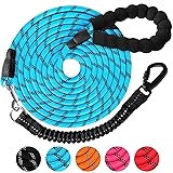 DANOFY 犬 リード ロングリード 犬用リード 3m - 長い丸ロープ 小型犬 中型犬 大型犬 反射 軽量 丈夫 持ちやすい スポンジハンドル 伸縮リード付き 犬用散歩ひも 訓練用リード 負担減軽 衝撃吸収 ブルー