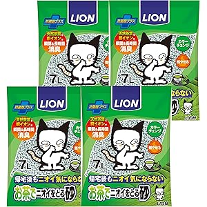 ライオン (LION) お茶でニオイをとる砂 猫砂 7L×4個 (ケース販売)