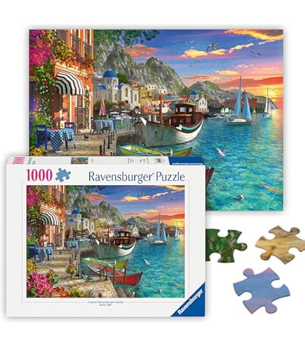 Puzzle Santorini 1000 Piezas - Peter Pauper Press, 28x20 Pulgadas, Incluye Póster