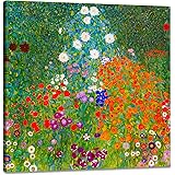 絵画 クリムト ポスター 農家の庭 花 アートパネル 風景 絵画 インテリア 壁掛け 風水 玄関 絵画 フレーム 木枠付きの完成品 (50X50cm)
