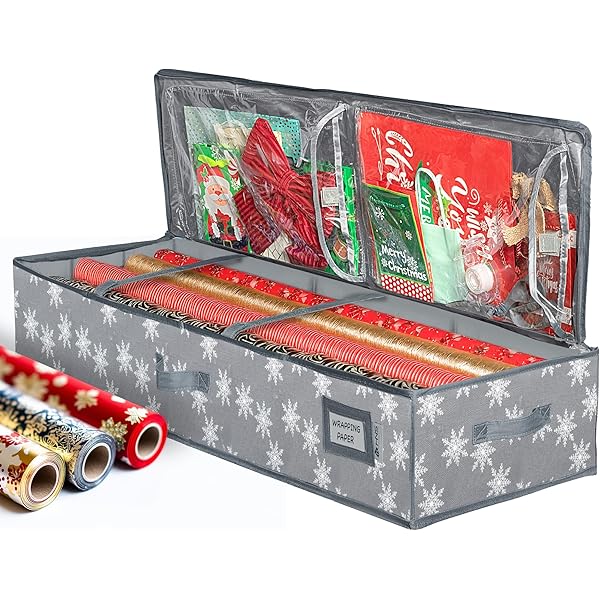 Whitmor Christmas Wrapping Paper Storage Container U2013 Fits Up