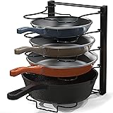 SimpleHouseware 5 Compartments Height Adjustable Pan Organizer, Black