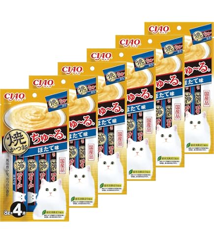 Amazon.co.jp: チャオ(CIAO)焼かつおちゅ～るほたて味4本6個セット