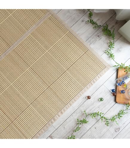 Amazon.co.jp: 籐むしろ37穴 200x200cm ラタンラグ