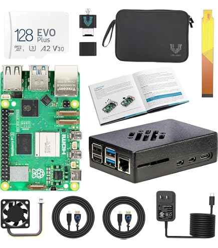 RasTech Raspberry Pi 5 8GB Kit 64GB Edition with Active Cooler,27W
