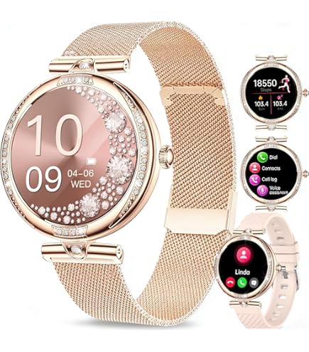 Smartwatch Voor Dames Lichtgewicht met Telefoonfunctie Slanke Ronde Metalen Band Slaapmonitoring Fitnesstracker Gezondheidsmonitoring Klein Slank APP-melding Bluetooth Waterdicht Android Ios Smartwatch Voor Dames Lichtgewicht met Telefoonfunctie Slanke Ronde Metalen Band Slaapmonitoring Fitnesstracker Gezondheidsmonitoring Klein Slank APP-melding Bluetooth Waterdicht Android Ios