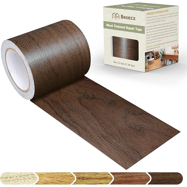 ZYJT Wood Grain Repair Tape - Cherry Pattern, 2.4 Inch X 15 Ft Roll, Self-Adhesive For Furniture, Floors, Baseboards - View #7