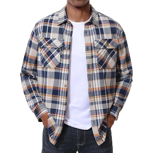 Amazon.co.jp: [KEFITEVD] ネルシャツ メンズ 長袖 大きいサイズ