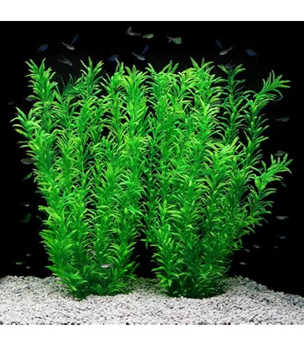 Lantian Aquarium-Deko – Grüne Kunststoffpflanze, 61 Cm Hoch, Mit Stabiler Keramikbasis