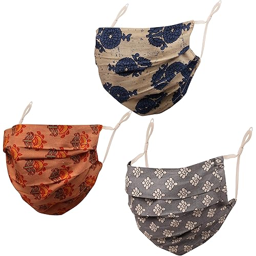 Touchstone Indian Heritage Fabric Adjustable filter pocket nose bridge double layer cotton face mask reusable washable for me