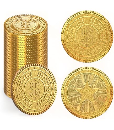 メタルコイン　100枚 Amazon.co.jp: A-CRAFT 100枚セット おもちゃ 金貨 海賊