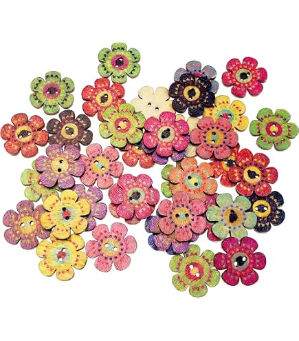Amazon | ノーブランド品 ボタン 手芸 かわいい ウッド 木製 15mm 100