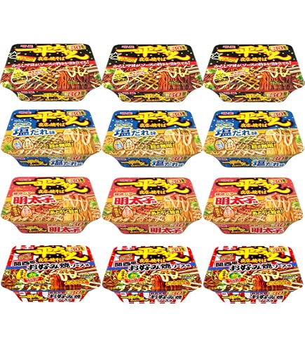 Amazon.co.jp: 明星 一平ちゃん 夜店の焼きそば 3種アソート 12個入