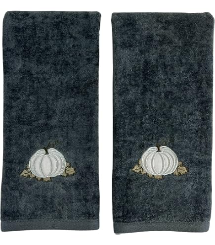 Avanti Linens Fingertip Towels Set Of 2 - 100% Cotton Ivory Velour, Embroidered 'Blessed' With Leaf, 12"x18" - View #2
