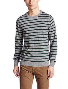 Cashmere Stripe Crewneck Sweater 3213-105-0335: Grey