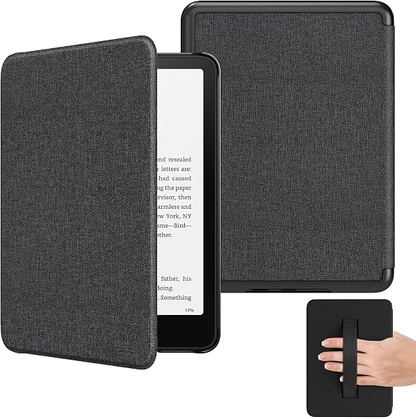 MoKo Kindle Paperwhite 第12世代 2024 7インチ ケース Kindle Colorsoft 第1世代 2025 7インチ用 保護カバー シグニチャーエディション用手帳型保護ケース ハンドホルダー内蔵 オートスリープ対応 軽量 薄型 耐衝撃 シンプル 傷つき防止 取付簡単 Black - 1