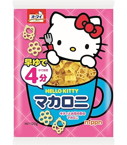 Amazon.co.jp: オーマイ 早ゆでHELLO KITTYマカロニ 120g ×8個 : 食品