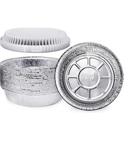 Fit Meal Prep 50 Pack 8" Round Aluminum Foil Pans With Clear Dome Lids, Pie Tins Disposable 8 Inch With Lids, Take Out Containers, Freezer Oven Safe Aluminum Baking Pans For Storing