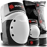 SKATEWIZ Skating Protective Gear Adult [6pc] Shield Knee Pads, Elbow Pads and Wrist Guards Skate Pads for Women and Men - for