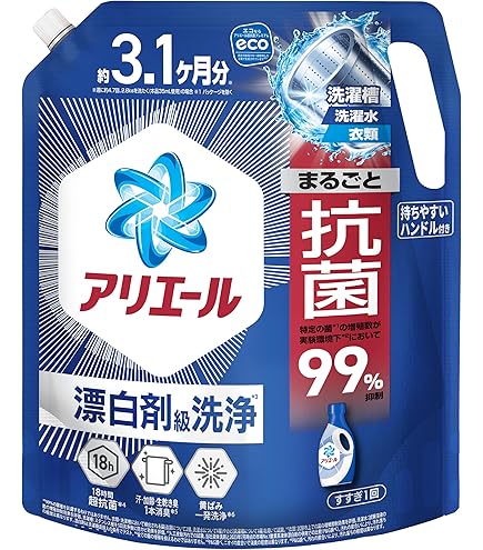 Amazon | 洗濯洗剤 液体 超抗菌プレミアム 漂白剤級の洗浄力 詰替 超