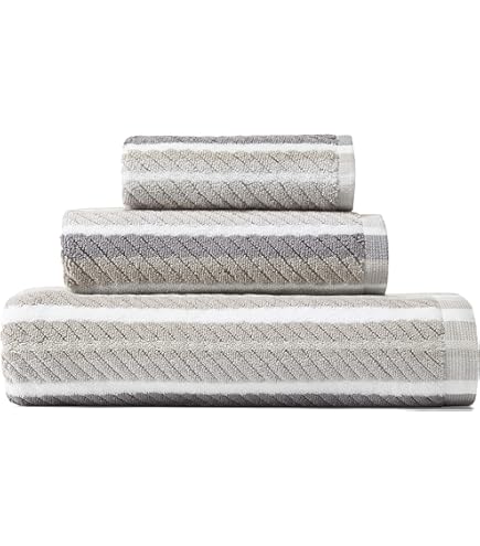 Viola Linen Set 2 Asciugamani 50x70 Cm Mirage Pattern - 100% Cotone Terry 600 GSM Morbido E Assorbente, Taupe - 3