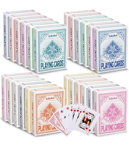 Zubebe 24 Pack Playing Cards Bulk in Vibrant Colors Deck of Cards