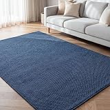 FLIIRITAIA ラグ ネイビー 160*200cm 2畳 リネン風 カーペット ミニマル ラグマット 洗える 防音 滑り止め フローリング対応 オフィス リビング 寝室 ダイニング 子供部屋 オルシーズン使用可 収納しやすい