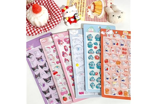 loong 3dシール 立体シール ぷくぷくぷっくり かわいい 6枚セット 立体 おしゃれ デコシール ごほうび 子供 貼り付け可能 贈り物 手帳 携帯 DIY用 手帳用 貼り付け可能 女の子 6セット L