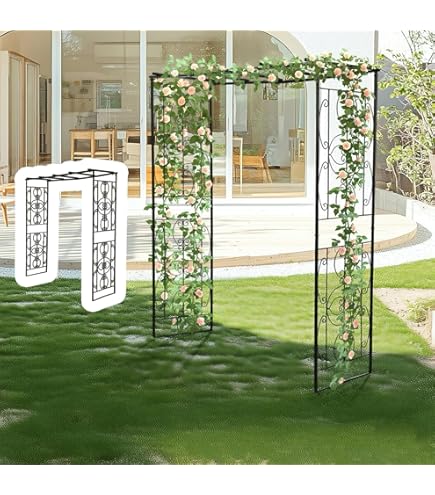 Amazon.co.jp: 鉄製 ローズアーチ フラワーアーチ ゲート付き DIY 玄関