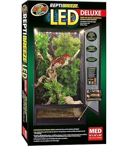 Amazon | Zoo Med ReptiBreeze LED Lights Deluxe Black Screen Cage
