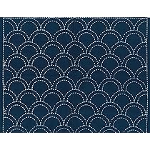Amazon | ナスカ(NASKA) 刺し子布 藍染め 3青海波 35×38cm ブルー 