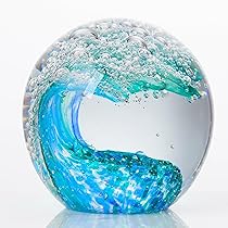Amazon.co.jp: 色付き釉薬アートグリーンイルカガラス置物手作り