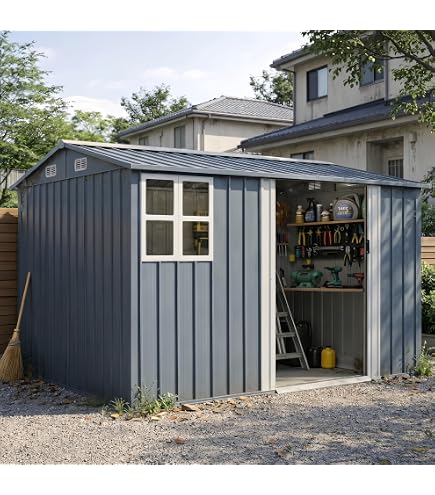 Amazon | 物置 屋外 戸外収納庫 スチール 幅195*奥行き150*高180