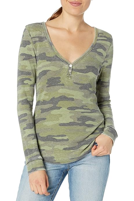women's camo thermal top
