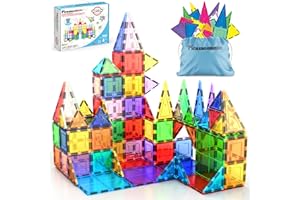 PicassoTiles 100 Piece Set 100Pcs Magnet Building Tiles Clear Magnetic 3D Building Blocks Construction Playboards, Creativity Beyond Imagination, Inspirational, Recreational, Educational Conventional