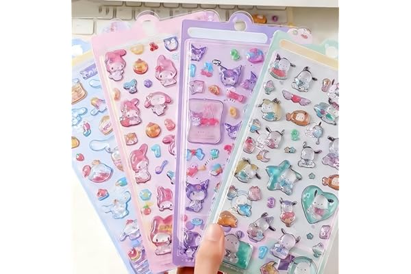 3dシール 立体シール ぷくぷくぷっくり かわいい 4枚セット 立体 おしゃれ デコシール ごほうび 子供 貼り付け可能 贈り物 手帳 携帯 DIY用 手帳用