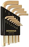 【国内正規品】BONDHUS(ボンダス) 六角L-レンチ ショート セット ゴールドガード加工(14K) 13本組 (0.050、1/16、5/64、3/32、7/64、1/8、9/64、5/32、3/16、7/32、1/4、5/16、3/8インチ) HLX13SG No.38237