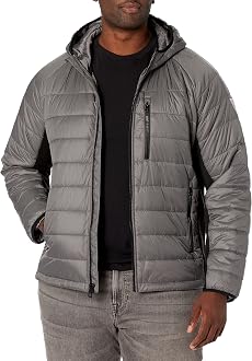 GUESS Mens 119RP095 Hooded Puffer with 
