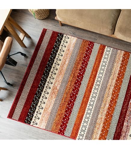 ギャッベ柄 ウィルトン織 ラグ イビサ 133x190cm レッド ウィルトンラグ イビサ トルコ製 ギャッベ柄｜イケヒコ公式通販