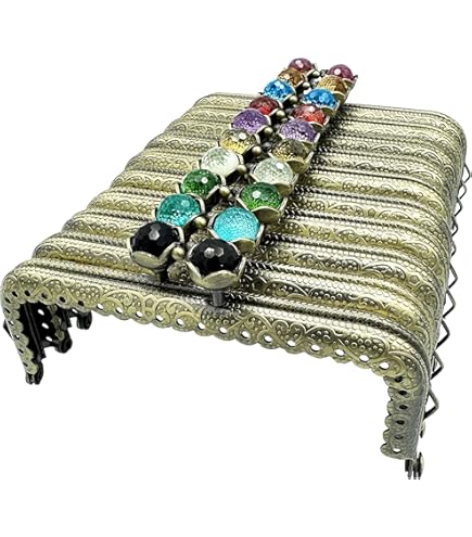 0202 カラフル口金 10.5cm角型 10色セット Amazon | がま口 口金 角型10.5cm 型紙付き 10色セット カラフル