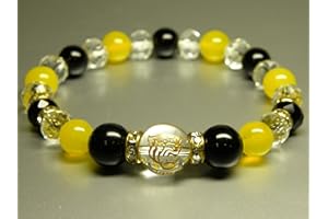 プロ野球グッズ 阪神タイガース 天然石ブレスレットイエロー/ブラックMサイズ-101