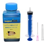 superInk 100ml シアン プレミアム（染料抗UV） 詰め替え 互換 インク エプソン用（全機種対応） + 手袋1組 + 10ml注入器 + 針 + キャップ