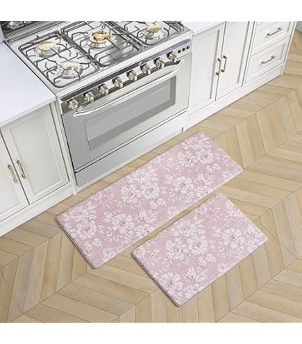 DEXI Kitchen Mats For Floor, 23x59, Cushioned Standing Mat Anti Fatigue, Wide Waterproof Comfort Floral Memory Foam Padded For Laundry Room Office, Pink - View #10